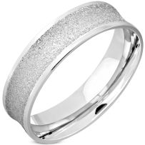 Sedlový pieskovaný prsteň z ocele,  strieborná farba - 6 mm